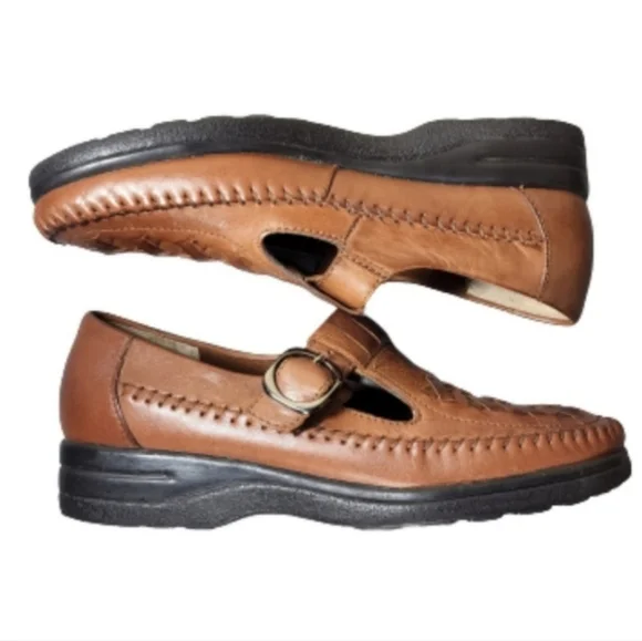 Life Stride Leather Woven Slip On Loafers Brown Size 7N - Picture 5 of 14